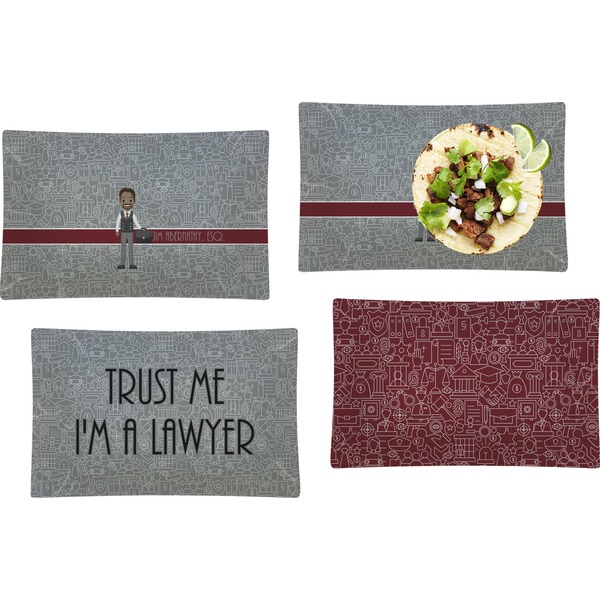 Custom Lawyer / Attorney Avatar Set of 4 Glass Rectangular Lunch / Dinner Plate (Personalized)
