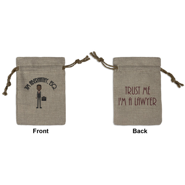 Custom Lawyer / Attorney Avatar Small Burlap Gift Bag - Front & Back (Personalized)