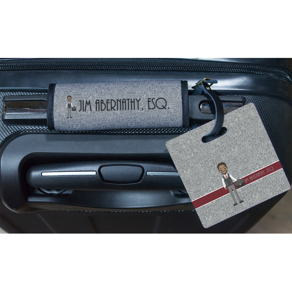 Lawyer / Attorney Avatar Square Luggage Tag & Handle Wrap - In Context