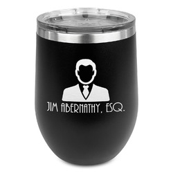 Lawyer / Attorney Avatar Stemless Stainless Steel Wine Tumbler - Black - Double Sided (Personalized)