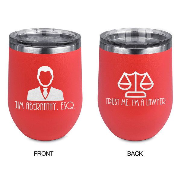 Lawyer / Attorney Avatar Stainless Wine Tumblers - Coral - Double Sided - Approval