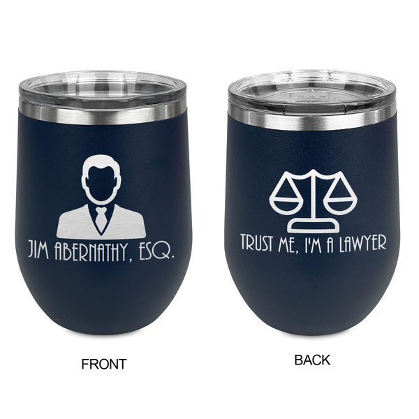 Lawyer / Attorney Avatar Stainless Wine Tumblers - Navy - Double Sided - Approval