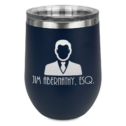 Lawyer / Attorney Avatar Stemless Stainless Steel Wine Tumbler - Navy - Double Sided (Personalized)