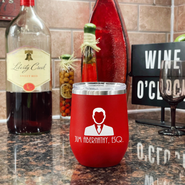 Lawyer / Attorney Avatar Stainless Wine Tumblers - Red - Double Sided - In Context