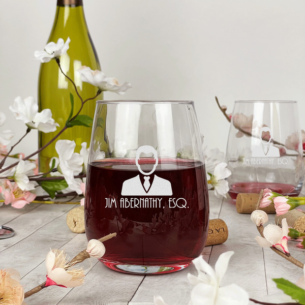 Lawyer / Attorney Avatar Stemless Wine Glass - In Context