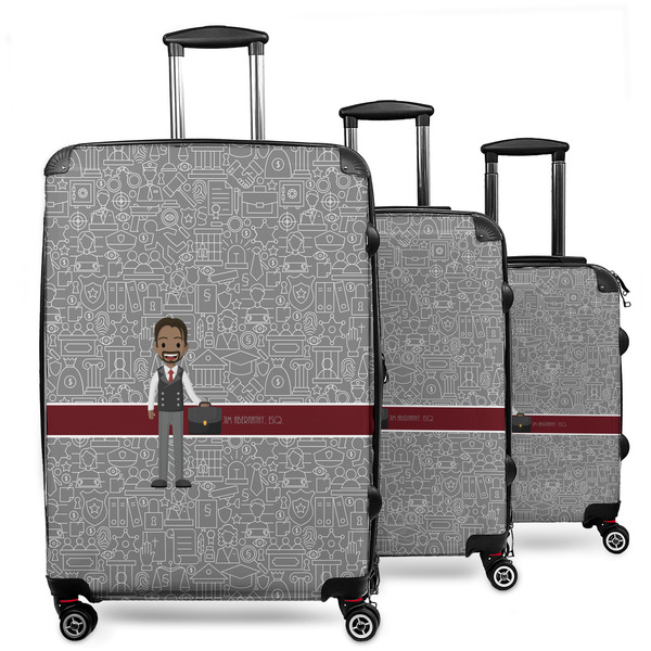 Custom Lawyer / Attorney Avatar 3 Piece Luggage Set - 20" Carry On, 24" Medium Checked, 28" Large Checked (Personalized)