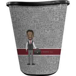Lawyer / Attorney Avatar Waste Basket - Single Sided (Black) (Personalized)