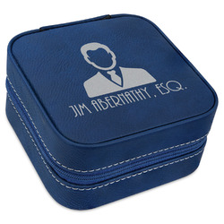 Lawyer / Attorney Avatar Travel Jewelry Box - Navy Blue Leather (Personalized)