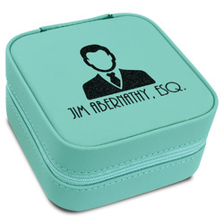 Lawyer / Attorney Avatar Travel Jewelry Box - Teal Leather (Personalized)