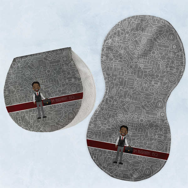 Custom Lawyer / Attorney Avatar Burp Pads - Velour - Set of 2 w/ Name or Text