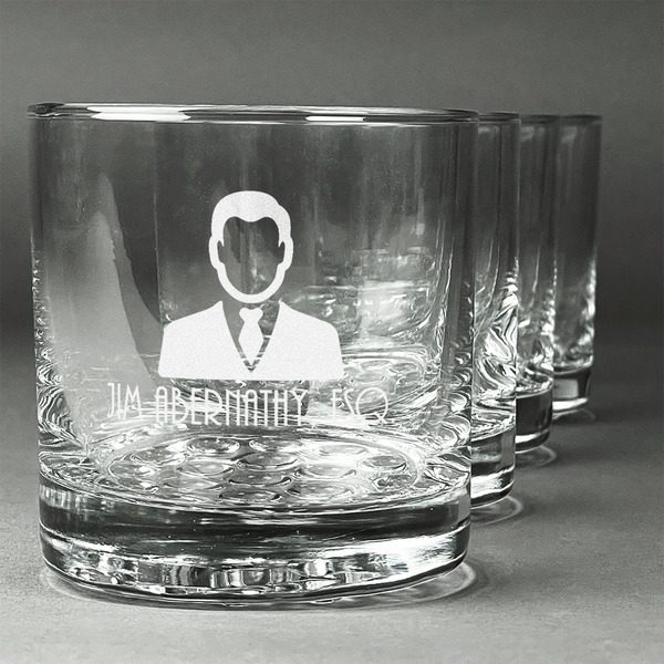Custom Lawyer / Attorney Avatar Whiskey Glasses (Set of 4) (Personalized)