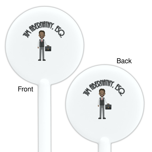 Lawyer / Attorney Avatar White Plastic 5.5" Stir Stick - Double Sided - Round - Front & Back