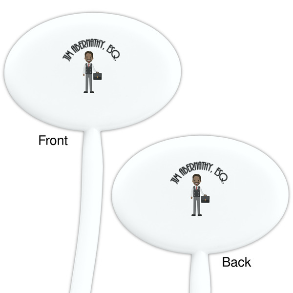 Lawyer / Attorney Avatar White Plastic 7" Stir Stick - Double Sided - Oval - Front & Back