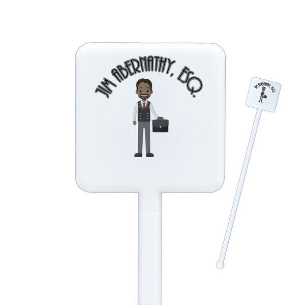 Custom Lawyer / Attorney Avatar Square Plastic Stir Sticks (Personalized)