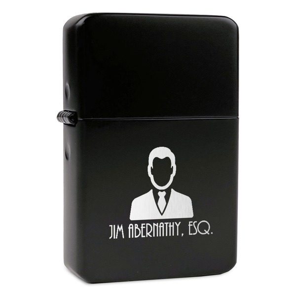 Custom Lawyer / Attorney Avatar Windproof Lighter - Black - Single Sided & Lid Engraved (Personalized)
