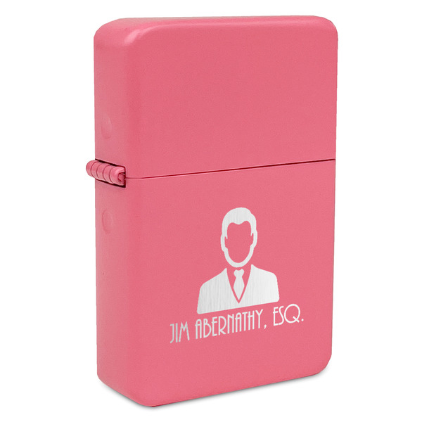 Custom Lawyer / Attorney Avatar Windproof Lighter - Pink - Single Sided & Lid Engraved (Personalized)