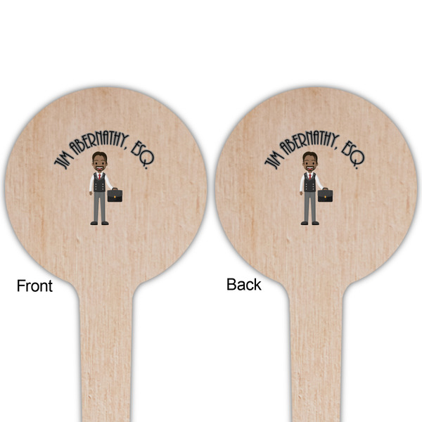 Lawyer / Attorney Avatar Wooden 4" Food Pick - Round - Double Sided - Front & Back