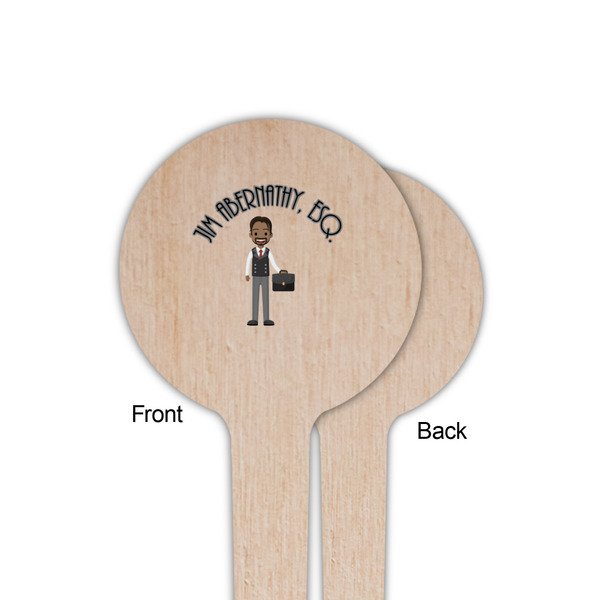 Lawyer / Attorney Avatar Wooden 4" Food Pick - Round - Single Sided - Front & Back