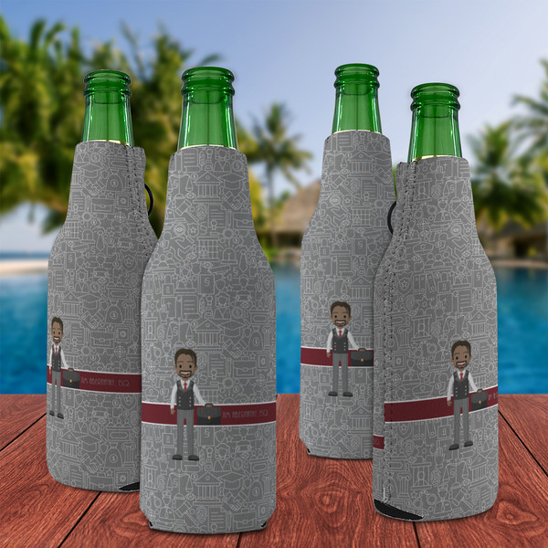 Lawyer / Attorney Avatar Zipper Bottle Cooler - Set of 4 - LIFESTYLE