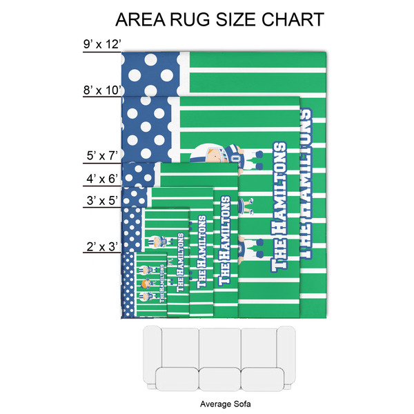 Football 2'x3' Indoor Area Rugs - Size Chart