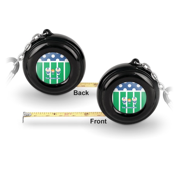 Football 6-Ft Pocket Tape Measure with Carabiner Hook - Front and Back