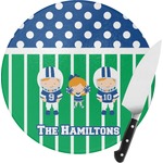 Football Round Glass Cutting Board - Small (Personalized)