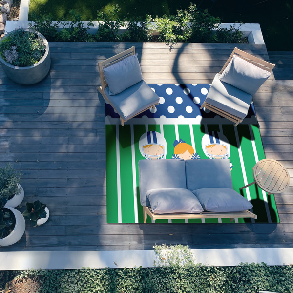 Football 8'x10' Patio Rug - In context