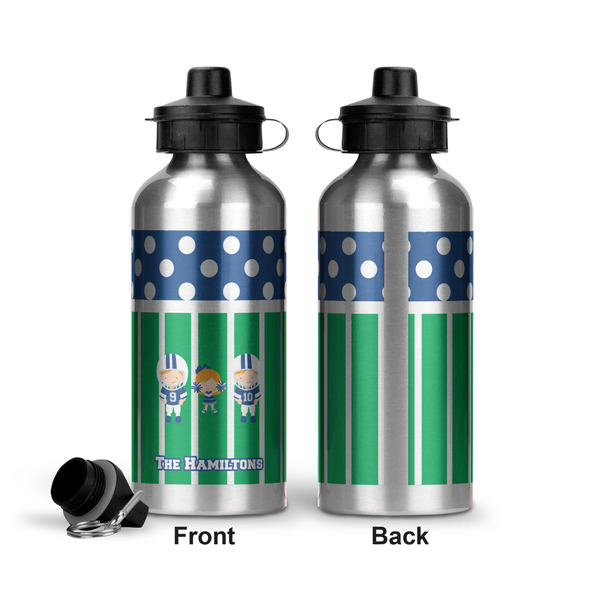 Football Aluminum Water Bottle - Front and Back