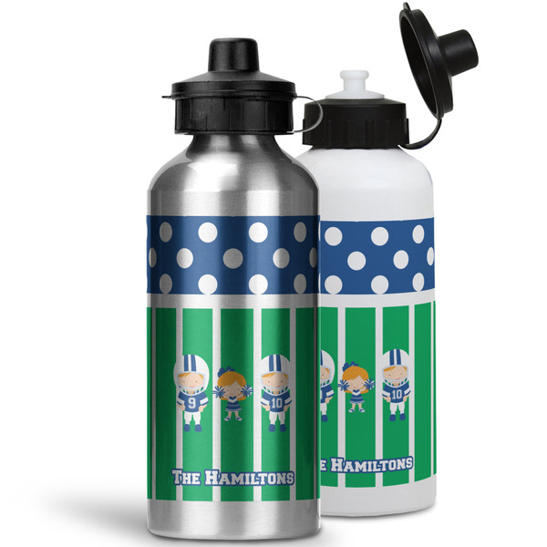 Football Aluminum Water Bottles - MAIN (white &silver)