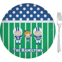 Football Glass Appetizer / Dessert Plate 8" (Personalized)