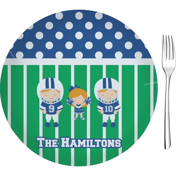Custom Football 8" Glass Appetizer / Dessert Plates - Single or Set (Personalized)