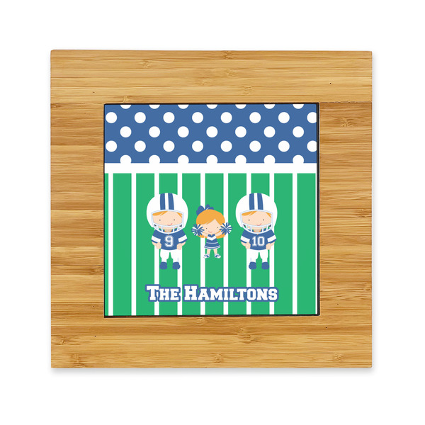Custom Football Bamboo Trivet with Ceramic Tile Insert (Personalized)