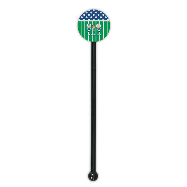 Football Black Plastic 5.5" Stir Stick - Round - Single Stick