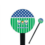 Football 7" Round Plastic Stir Sticks - Black - Double Sided (Personalized)