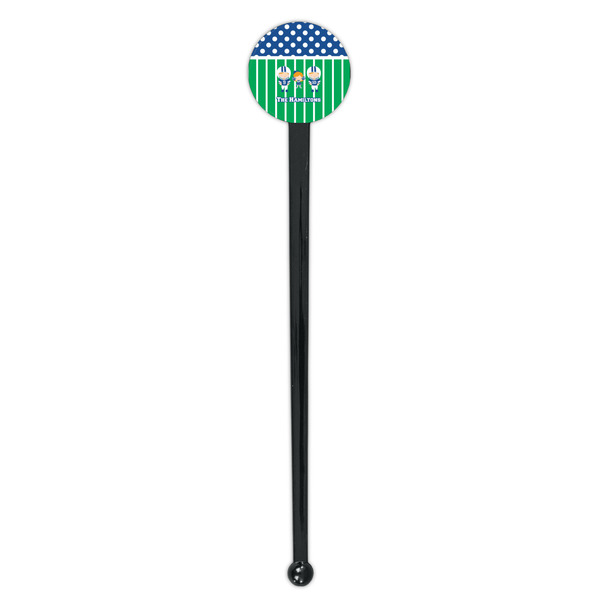 Football Black Plastic 7" Stir Stick - Round - Single Stick