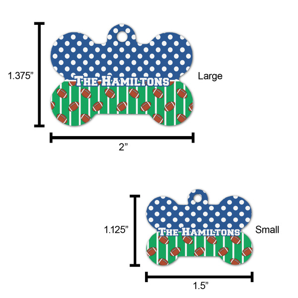 Football Bone Shaped Dog ID Tag - Large - Scale