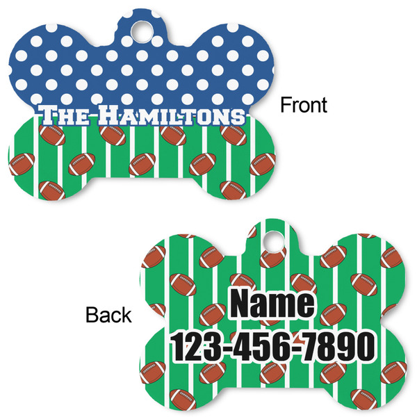 Football Bone Shaped Dog Tag - Front & Back