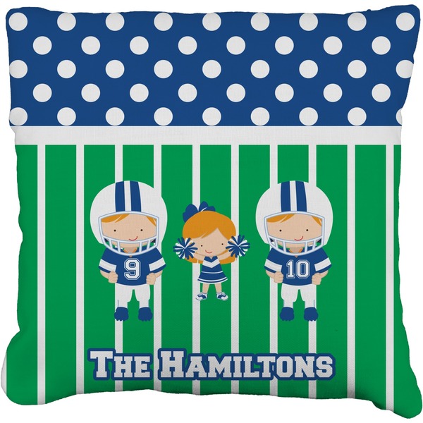 Custom Football Faux-Linen Throw Pillow 16" (Personalized)