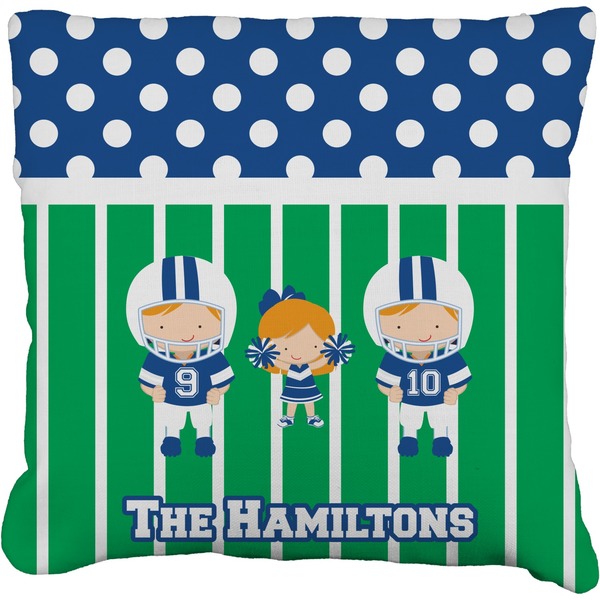 Custom Football Faux-Linen Throw Pillow 18" (Personalized)