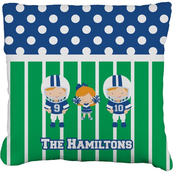 Custom Football Faux-Linen Throw Pillow 20" (Personalized)