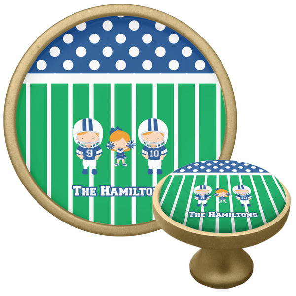 Football Cabinet Knob - Gold - Multi Angle