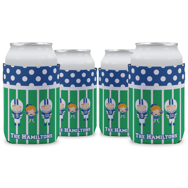 Custom Football Can Cooler (12 oz) - Set of 4 w/ Multiple Names