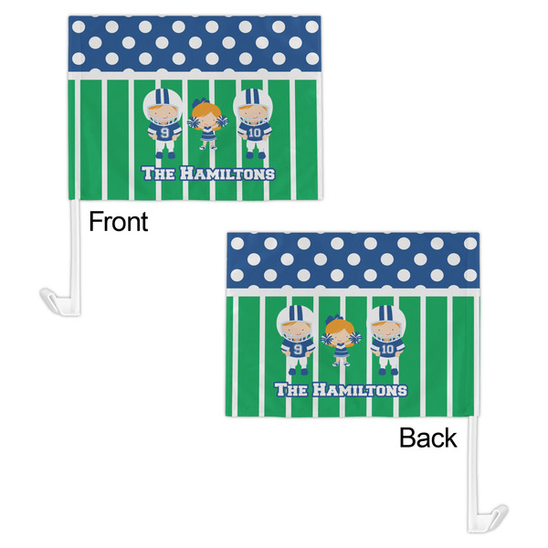 Football Car Flag - 11" x 8" - Front & Back View