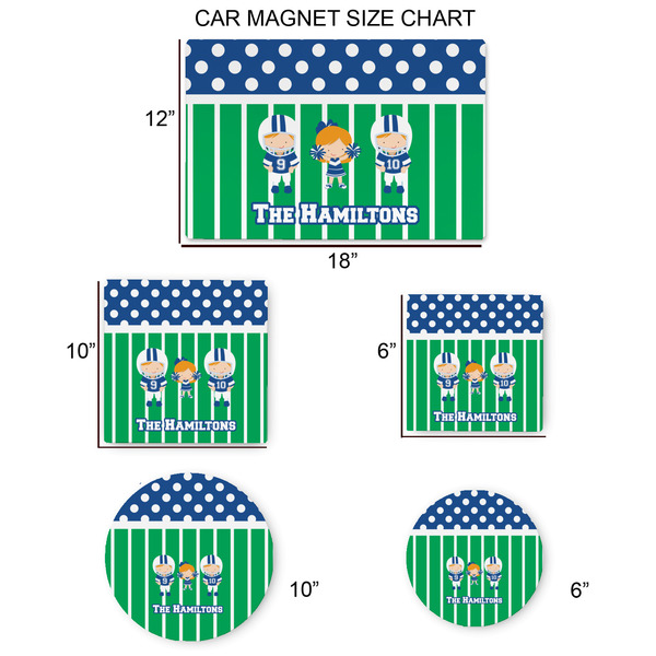 Football Car Magnets - SIZE CHART