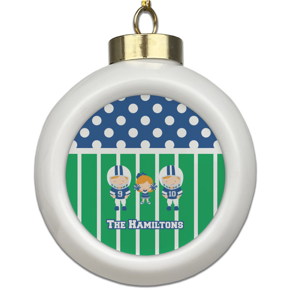 Custom Football Ceramic Ball Ornament (Personalized)