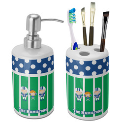 Football Ceramic Bathroom Accessories Set (Personalized)