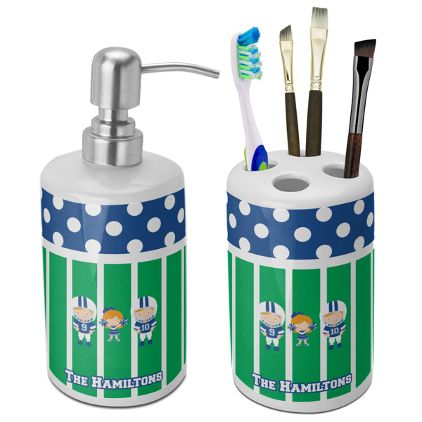 Custom Football Ceramic Bathroom Accessories Set (Personalized)
