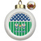 Football Ceramic Christmas Ornament - Poinsettias (Front View)