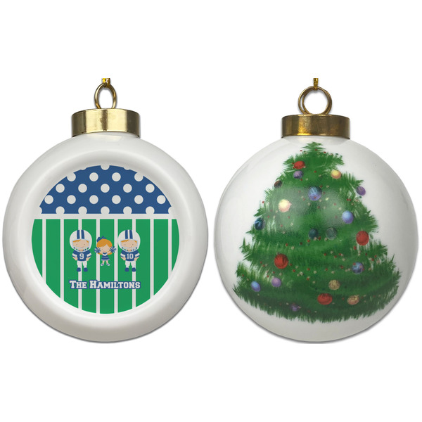 Football Ceramic Christmas Ornament - X-Mas Tree (APPROVAL)