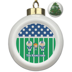 Football Ceramic Ball Ornament - Christmas Tree (Personalized)
